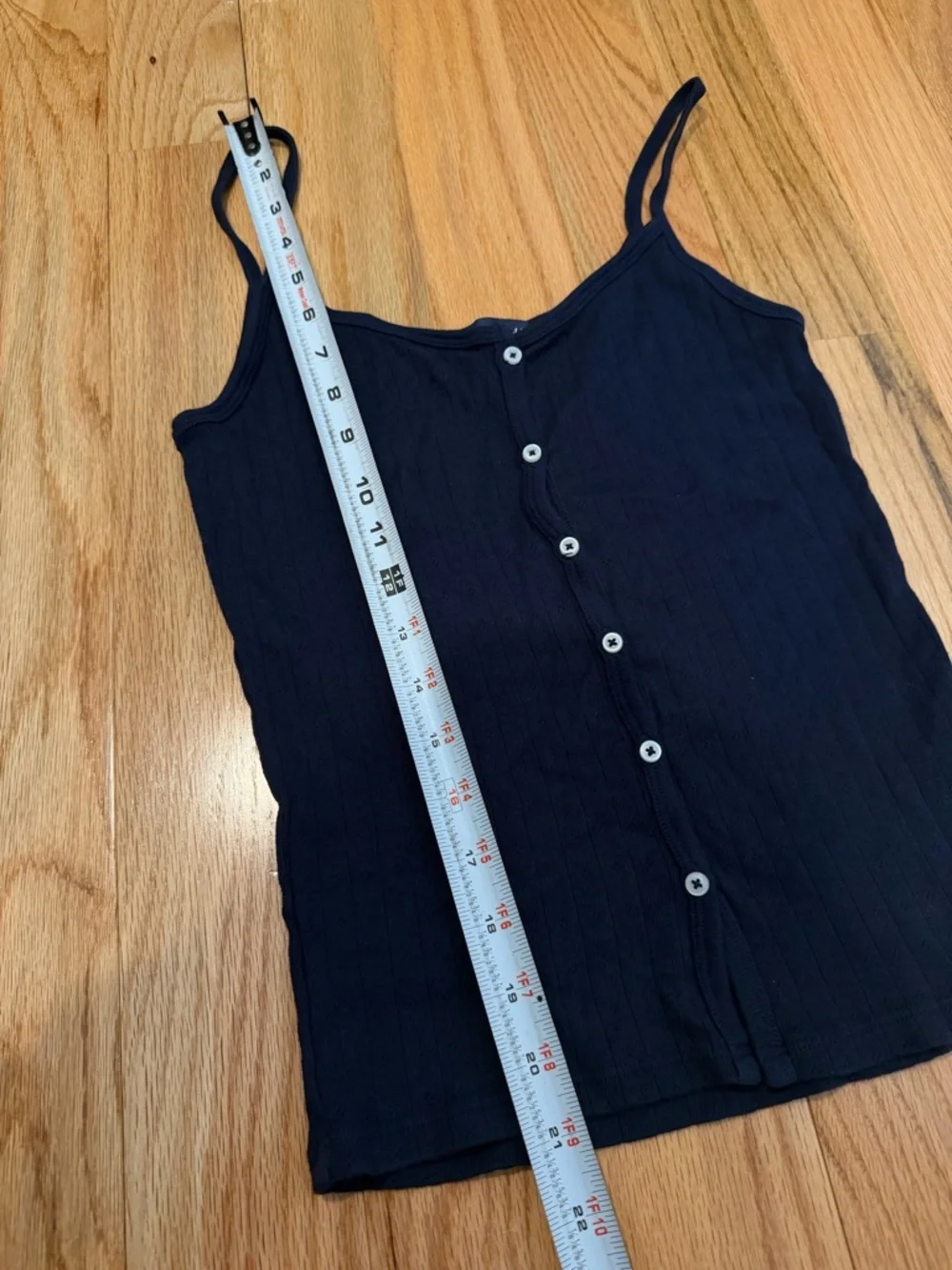 Brandy Melville Navy Pointelle Button-Front Camisole Tank Top - Picture 7 of 8